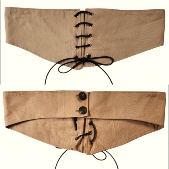 Corset belt with button detail tan size S - Picture 1 of 8